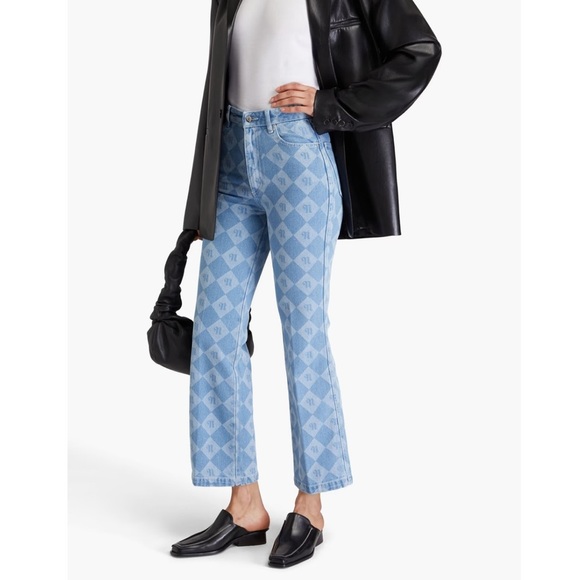 NEW NANUSHKA Zoey logo-print high-rise kick-flare jeans - Picture 1 of 15